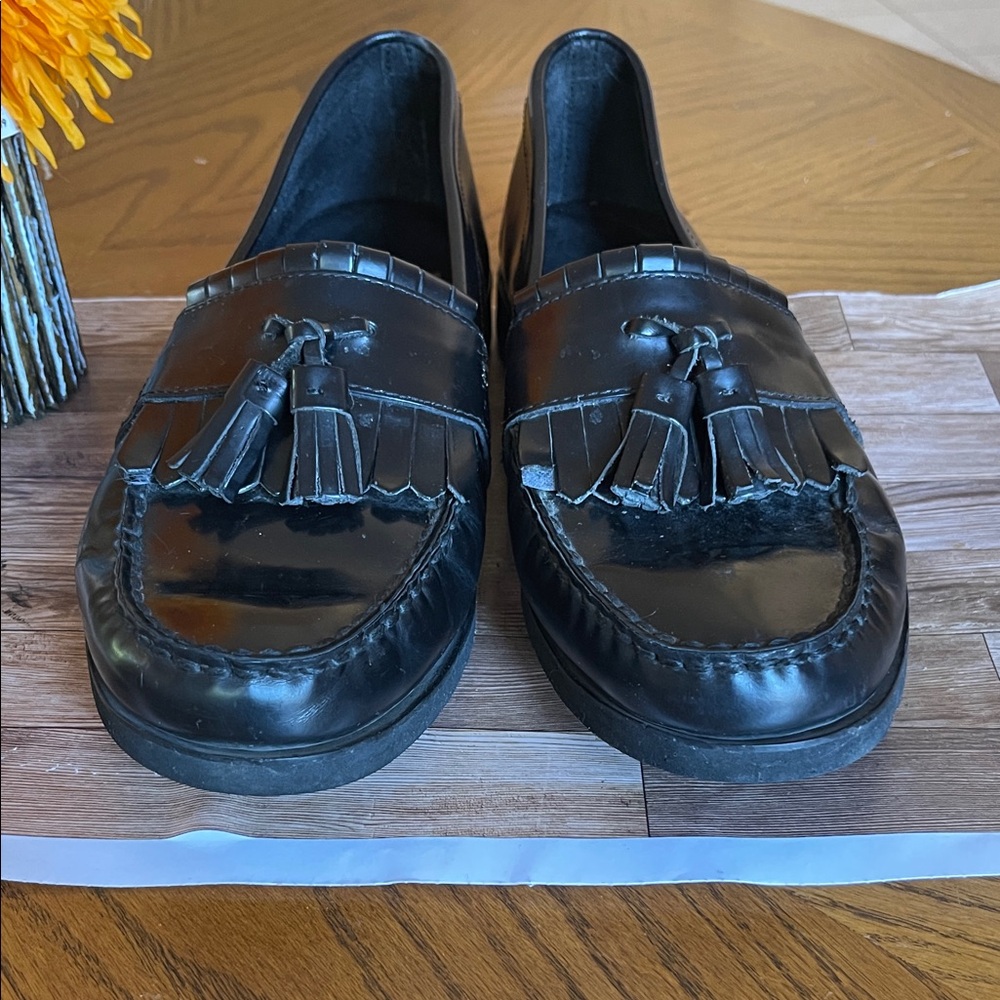 Rockport Black Leather Tassel Kiltie Loafers